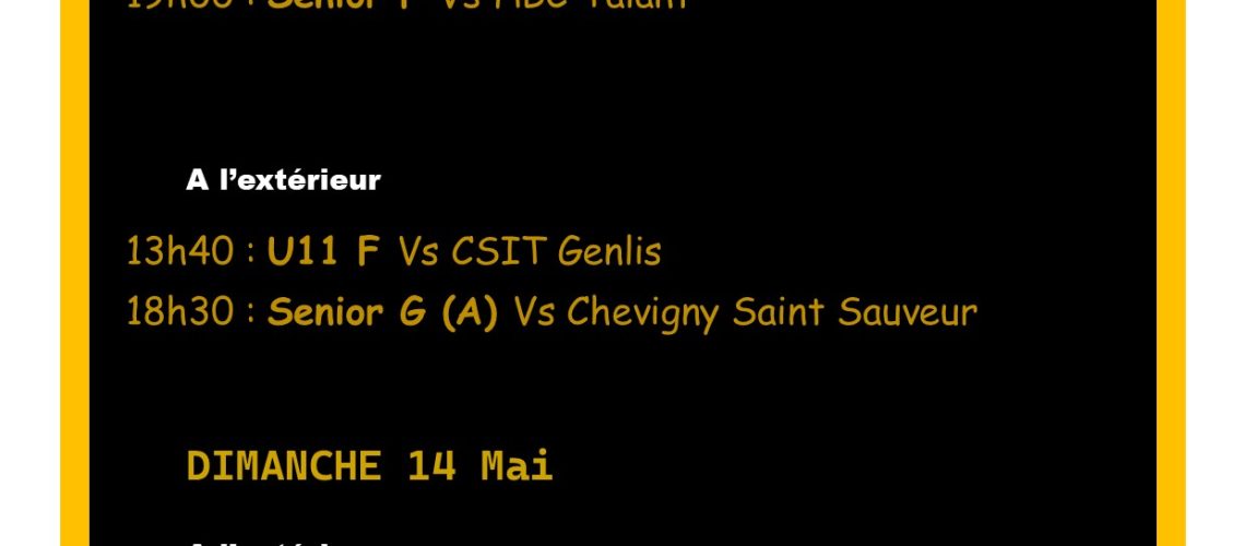 Match 13&14 Mai