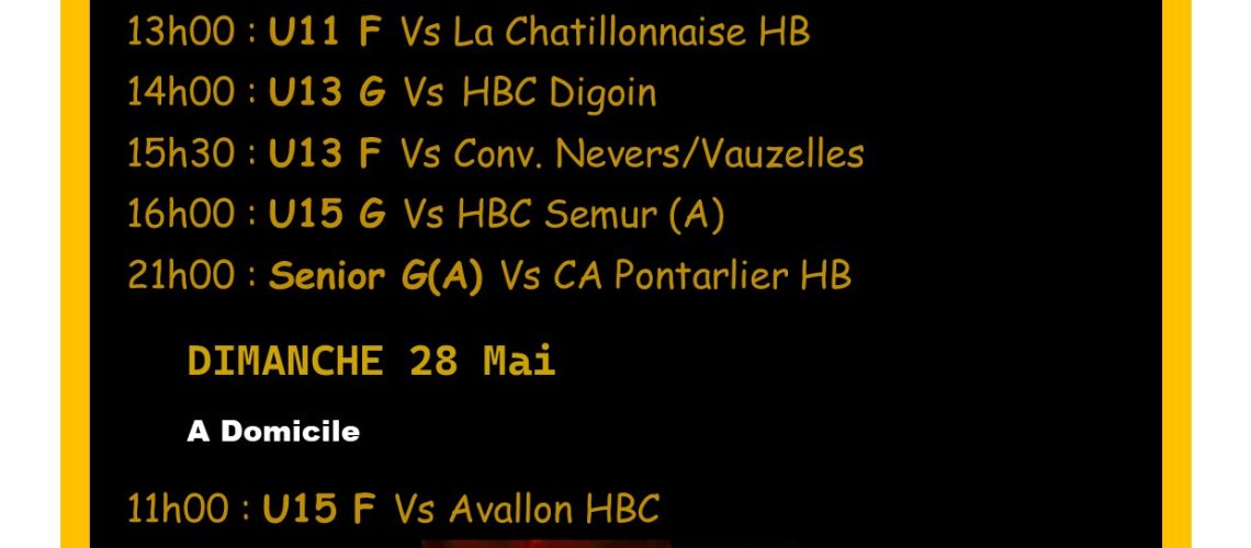 Match 27 28 Mai