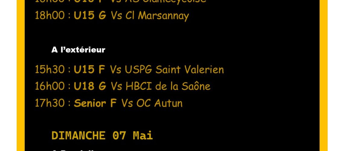 Match 6&7 Mai